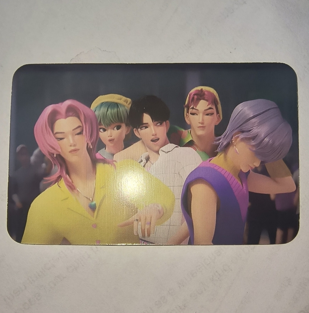 Vibrant Pink & Lavender Kpop Demon Hunters Jinu Collection Card